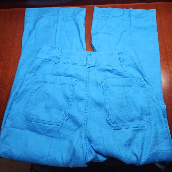 NWOT Maeve | Anthropologie The Colette Blue Linen Wide Leg Pants - Picture 5 of 5